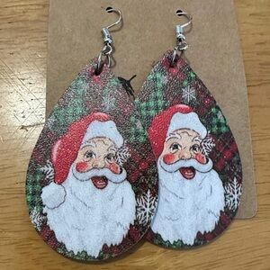 Santa Claus Plaid Teardrop Earrings